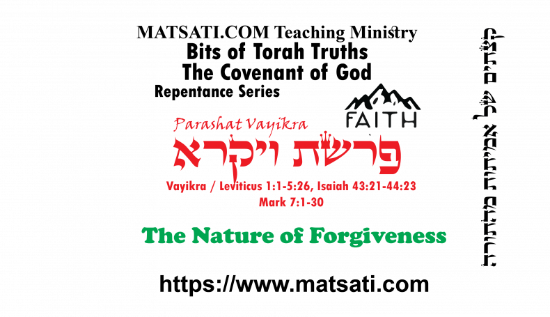 Bits of Torah Truths, פרשת ויקרא, Parashat Vayikra, The Nature of Forgiveness