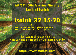 The Central Question is: “In Whom or In What Do You Trust?” ישעיהו לב:טו-כ / Isaiah 32:15-20