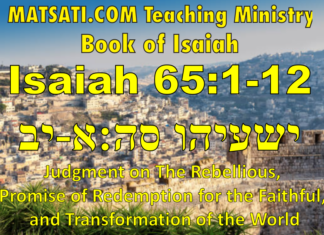 Judgment on The Rebellious, Promise of Redemption for the Faithful, and Transformation of the World, ישעיהו סה:א-יב / Isaiah 65:1-12